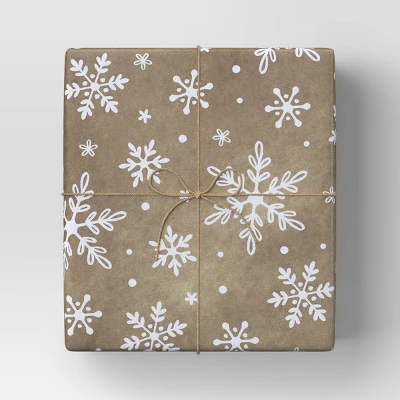 30” 20 Sq Ft Christmas Roll Wrap White Snowflakes On Brown Kraft - Wondershop™ 3 30” 20 Sq Ft Christmas Roll Wrap White Snowflakes On Brown Kraft - Wondershop™
