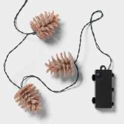 10ct LED Battery Operated Sugared Pinecone Christmas Indoor/Outdoor Novelty String Lights Warm White With Green Wire - Wondershop™ -Wondershop Sales GUEST 05149528 4890 4341 80da 7c6c6b6dfbe3