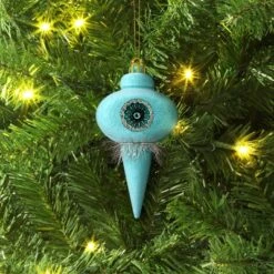 Christmas Flocking Ornament With Reflector Aqua - Wondershop™