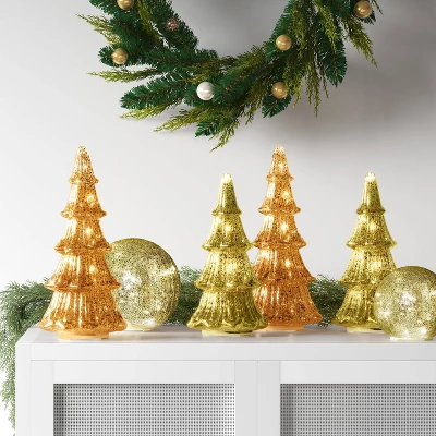 12" Christmas Mercury Lit Glass Tiered Classic Tree Decor - Wondershop™ 3 12" Christmas Mercury Lit Glass Tiered Classic Tree Decor - Wondershop™