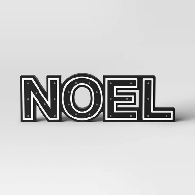 16"x4.75" Battery Operated Lit Wood 'Noel' Tabletop Sign - Wondershop™ Black 4 16"x4.75" Battery Operated Lit Wood 'Noel' Tabletop Sign - Wondershop™ Black - Image 2