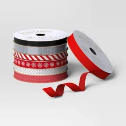 7ct 70' Christmas Fabric Ribbon Red/Black/Silver/White - Wondershop™ -Wondershop Sales GUEST 0ea947f0 4fe4 4bc3 8a17 c190ed6e3202