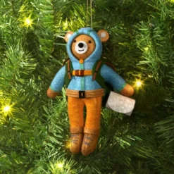 Christmas Fabric Camping Bear Ornament - Wondershop™