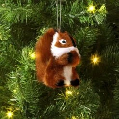 4" Christmas Faux Fur Animals Squirrel Ornament - Wondershop™