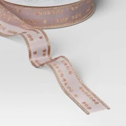 18' Christmas Modern Warmth Premium Ribbon Pink Glitter On Sheer - Wondershop™ -Wondershop Sales GUEST 13488ef1 9d58 46e2 88e4 ba2154538d42