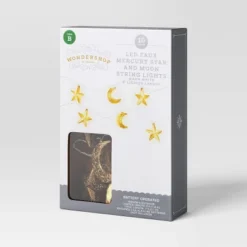 10ct LED Battery Operated Mercury Star And Moon Christmas Indoor/Outdoor Novelty String Lights Warm White With Silver Wire - Wondershop™ -Wondershop Sales GUEST 1d04b2e6 cbf7 40a2 a15e 524c43829ce2
