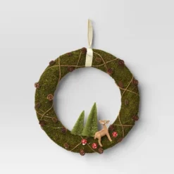 16" Battery Operated Lit Woodland Scene Moss Artificial Christmas Wreath Green - Wondershop™ -Wondershop Sales GUEST 202e8701 8458 4863 b6bc fdb43de32afe