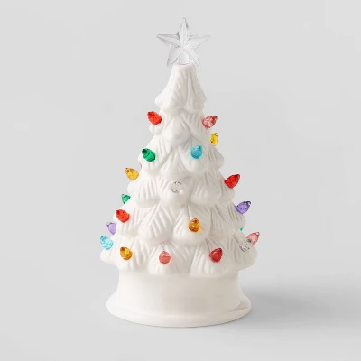 6.875" Battery Operated Lit Ceramic Christmas Tree White - Wondershop™ 3 6.875" Battery Operated Lit Ceramic Christmas Tree White - Wondershop™