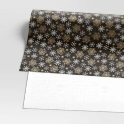 30” 25 Sq Ft Christmas Roll Wrap Gold/White Snowflakes On Black - Wondershop™ -Wondershop Sales GUEST 238bcf76 9ef8 42a7 81fd 4ff14bed442f
