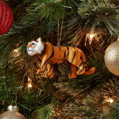 Faux Fur Tiger Christmas Tree Ornament - Wondershop™ 3 Faux Fur Tiger Christmas Tree Ornament - Wondershop™