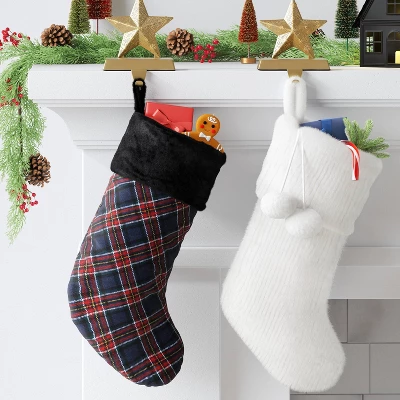 20" Christmas Plaid Stocking With Cuff Dark Blue - Wondershop™ 3 20" Christmas Plaid Stocking With Cuff Dark Blue - Wondershop™