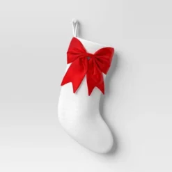 21" White Stocking With 3D Bow Decor - Wondershop™ -Wondershop Sales GUEST 2e0a57a5 fba7 45de a5e2 d5a8d67f5c2e