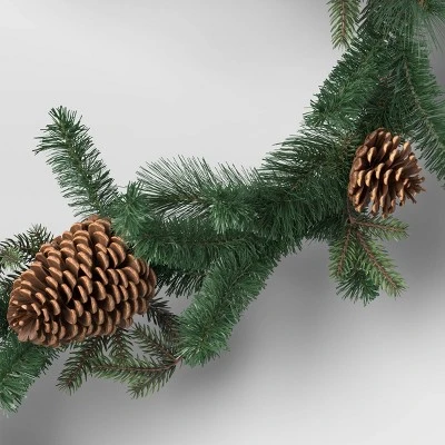 6' Mixed Greenery With Pinecones Artificial Christmas Garland Green - Wondershop™ 4 6' Mixed Greenery With Pinecones Artificial Christmas Garland Green - Wondershop™ - Image 2