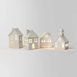 10pc Battery Operated Ceramic Christmas Village Set With Bottle Brush Trees - Wondershop™ White/Tan -Wondershop Sales GUEST 36a84834 e79f 47f5 a055 19b7a866e762