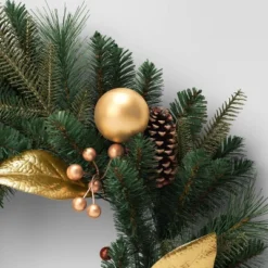 28" Mixed Greenery With Berries And Ornaments Artificial Christmas Wreath Green/Gold - Wondershop™ -Wondershop Sales GUEST 3b4cea9b c6b2 42ef a09a 14310ecafdb1