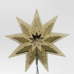 12" Lit-Plastic Gold Glitter Starburst Clear Incandescent Lights Christmas Tree Topper - Wondershop™ -Wondershop Sales GUEST 3e700198 ec69 45ed bc47 fc314fc911da