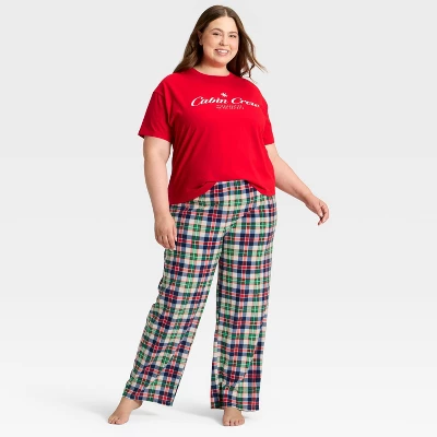 Women's Plaid Microfleece Holiday Matching Family Pajama Pants - Wondershop™ Cream 4 Women's Plaid Microfleece Holiday Matching Family Pajama Pants - Wondershop™ Cream - Image 2