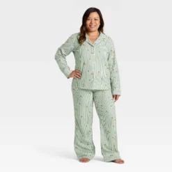 Women's Gingerbread Striped Flannel Long Sleeve Shirt And Pants Holiday Matching Family Pajama Set - Wondershop™ Cream -Wondershop Sales GUEST 400dd5e1 819c 4ffe 96f7 2a2143ba3de6
