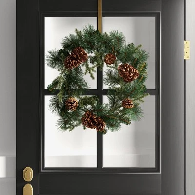 24" Mixed Greenery With Pinecones Artificial Christmas Wreath Green - Wondershop™ 3 24" Mixed Greenery With Pinecones Artificial Christmas Wreath Green - Wondershop™