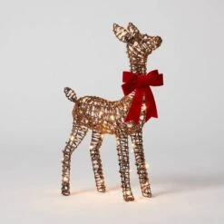 LED Faux Rattan Fawn With Red Bow Christmas Novelty Sculpture Light - Wondershop™ -Wondershop Sales GUEST 452f3118 833b 449c 8777 afc91f3b2845