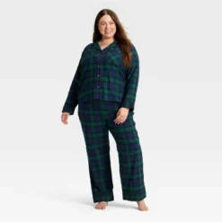 Women's Plaid Flannel Long Sleeve Shirt And Pants Holiday Matching Family Pajama Set - Wondershop™ Navy Blue -Wondershop Sales GUEST 461cf299 f9d7 43b2 9e71 de216c6079d3