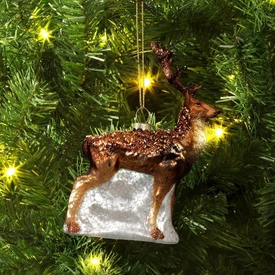 Christmas Brown Glass Reindeer Ornament - Wondershop™ 3 Christmas Brown Glass Reindeer Ornament - Wondershop™