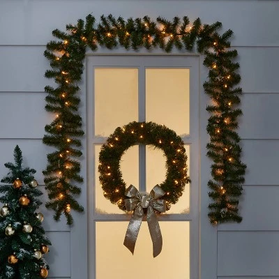 20" Pre-lit Pine Artificial Christmas Wreath Clear Lights - Wondershop™ 3 20" Pre-lit Pine Artificial Christmas Wreath Clear Lights - Wondershop™