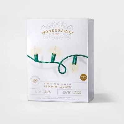 100ct LED Super Bright Mini Christmas String Lights Warm White With Green Wire - Wondershop™ 5 100ct LED Super Bright Mini Christmas String Lights Warm White With Green Wire - Wondershop™ - Image 3
