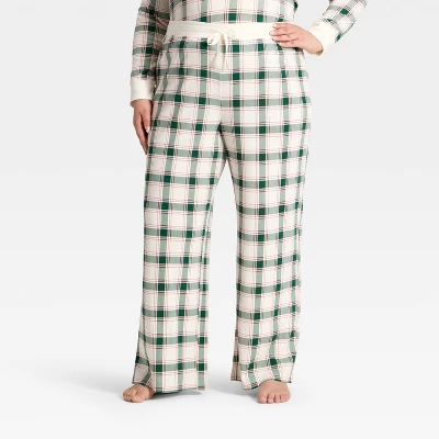 Women's Plaid Ribbed Holiday Matching Family Pajama Pants - Wondershop™ Cream 7 Women's Plaid Ribbed Holiday Matching Family Pajama Pants - Wondershop™ Cream - Image 5