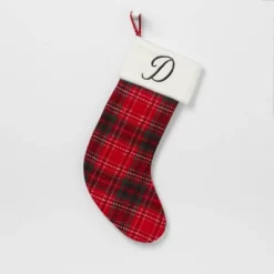 20" Plaid Monogram Christmas Holiday Stocking With Faux Fur Cuff Red/Green/White - Wondershop™ -Wondershop Sales GUEST 6930a560 ae47 43b4 98c0 6f29304a5ebb