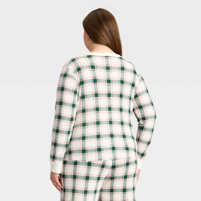 Women's Plaid Ribbed Long Sleeve Holiday Matching Family Pajama Shirt - Wondershop™ Cream 3 Women's Plaid Ribbed Long Sleeve Holiday Matching Family Pajama Shirt - Wondershop™ Cream