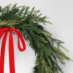28" Christmas Led Mixed Norfolk And Cedar Wreath With Red Velvet Bow - Wondershop™ -Wondershop Sales GUEST 73d6f5b1 5fde 46fb a46b 0283fb96ec28