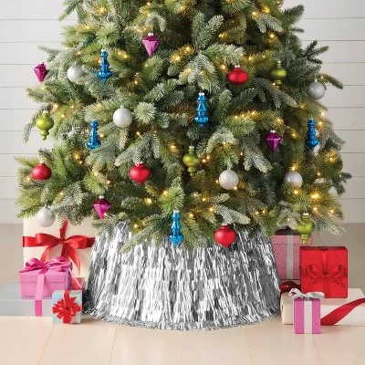 Christmas Mirrored Metallic Fringe Fabric Tree Collar Silver - Wondershop™ 3 Christmas Mirrored Metallic Fringe Fabric Tree Collar Silver - Wondershop™