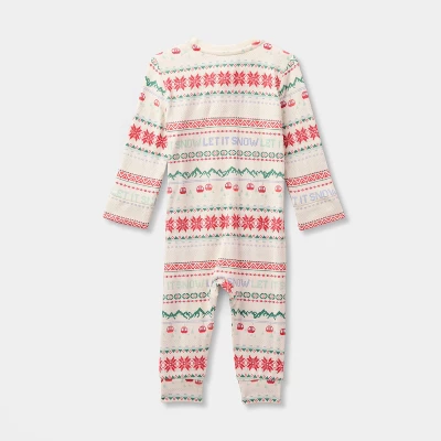 Baby "Let It Snow" Fair Isle Cozy Knit Holiday Matching Family Pajama Union Suit - Wondershop™ Cream 3 Baby "Let It Snow" Fair Isle Cozy Knit Holiday Matching Family Pajama Union Suit - Wondershop™ Cream