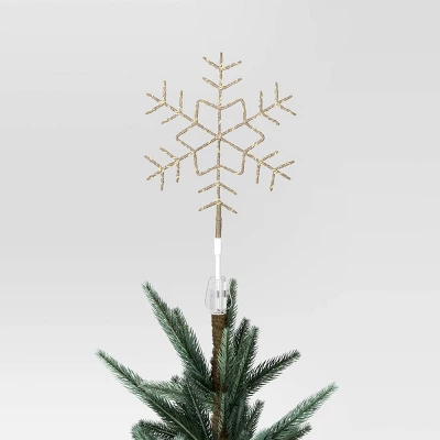 15.5" Pre-lit LED Metal Snowflake Christmas Tree Topper Champagne Gold With Warm White Lights - Wondershop™: Indoor Decor: Indoor Decor 4 15.5" Pre-lit LED Metal Snowflake Christmas Tree Topper Champagne Gold With Warm White Lights - Wondershop™: Indoor Decor: Indoor Decor - Image 2