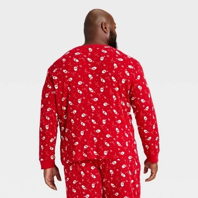 Men's Santa Print Ribbed Long Sleeve Holiday Matching Family Pajama Shirt - Wondershop™ Red 3 Men's Santa Print Ribbed Long Sleeve Holiday Matching Family Pajama Shirt - Wondershop™ Red