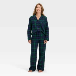 Women's Plaid Flannel Long Sleeve Shirt And Pants Holiday Matching Family Pajama Set - Wondershop™ Navy Blue -Wondershop Sales GUEST 8baa454d 60d7 4aea 8019 f091b2e198ae