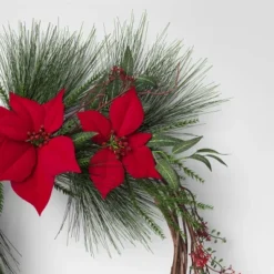 24" Poinsettia Flower And Vine Artificial Christmas Wreath Red - Wondershop™ -Wondershop Sales GUEST 92c68919 f565 4924 bd0e 3488dac5e37d