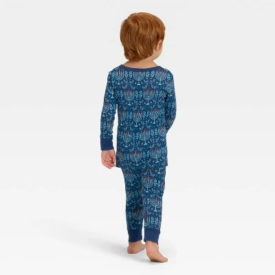 Toddler Hanukkah Ribbed Long Sleeve Shirt And Pants Holiday Matching Family Pajama Set - Wondershop™ Blue 3 Toddler Hanukkah Ribbed Long Sleeve Shirt And Pants Holiday Matching Family Pajama Set - Wondershop™ Blue