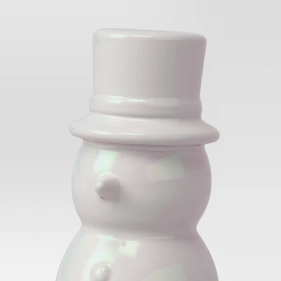 7" Christmas Ceramic Iridescent Snowman Figurine - Wondershop™ 5 7" Christmas Ceramic Iridescent Snowman Figurine - Wondershop™ - Image 3