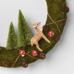 16" Battery Operated Lit Woodland Scene Moss Artificial Christmas Wreath Green - Wondershop™ -Wondershop Sales GUEST 9c1994a0 9368 4189 83c6 178983f48b11