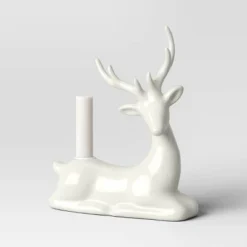 8.25" Taper Crackled Ceramic Deer Christmas Candle Holder White - Wondershop™ -Wondershop Sales GUEST 9e94e409 2e85 4313 a7dd f2b16fdd0709