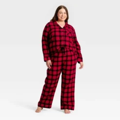 Women's Plaid Flannel Long Sleeve Shirt And Pants Holiday Matching Family Pajama Set - Wondershop™ Red/Black -Wondershop Sales GUEST a1feb90a d35b 4761 a891 54b370bc69f0