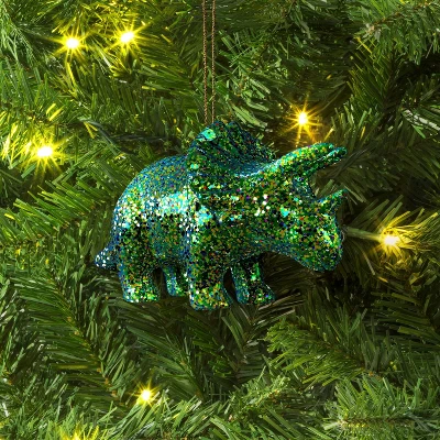 5" Christmas Plastic Chunky Glitter Dinosaur Ornament Green - Wondershop™ 3 5" Christmas Plastic Chunky Glitter Dinosaur Ornament Green - Wondershop™