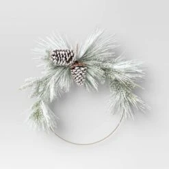 22" Pre-lit Flocked Mixed Pine With Glittered Pinecones Gold Hoop Artificial Christmas Wreath Warm White Lights - Wondershop™ -Wondershop Sales GUEST ac2ba340 9955 430b b003 856e440300a7