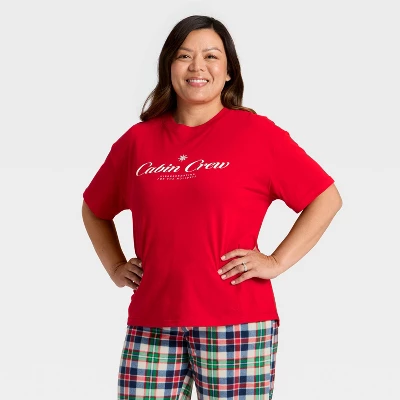 Women's "Cabin Crew" Short Sleeve Holiday Matching Family Pajama Shirt - Wondershop™ Red 5 Women's "Cabin Crew" Short Sleeve Holiday Matching Family Pajama Shirt - Wondershop™ Red - Image 4