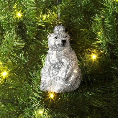Christmas Glass Polar Bear Ornament - Wondershop™ 3 Christmas Glass Polar Bear Ornament - Wondershop™