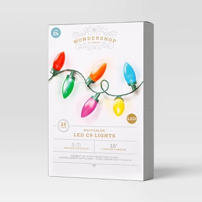 25ct LED C9 Classic Glow Indoor Outdoor Christmas String Lights With Green Wire - Wondershop™ 5 25ct LED C9 Classic Glow Indoor Outdoor Christmas String Lights With Green Wire - Wondershop™ - Image 3