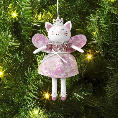 4.5" Silver Cat With Tiara Christmas Ornament Cat - Wondershop™ 3 4.5" Silver Cat With Tiara Christmas Ornament Cat - Wondershop™