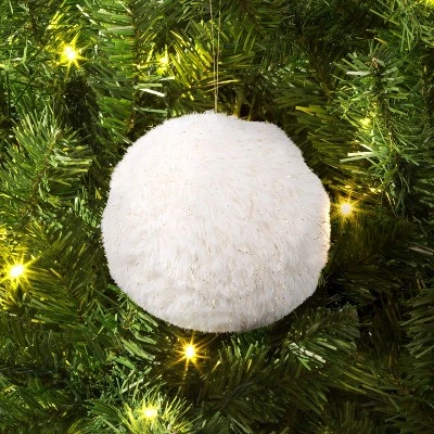 Christmas Fabric White Ball Ornament - Wondershop™ 3 Christmas Fabric White Ball Ornament - Wondershop™